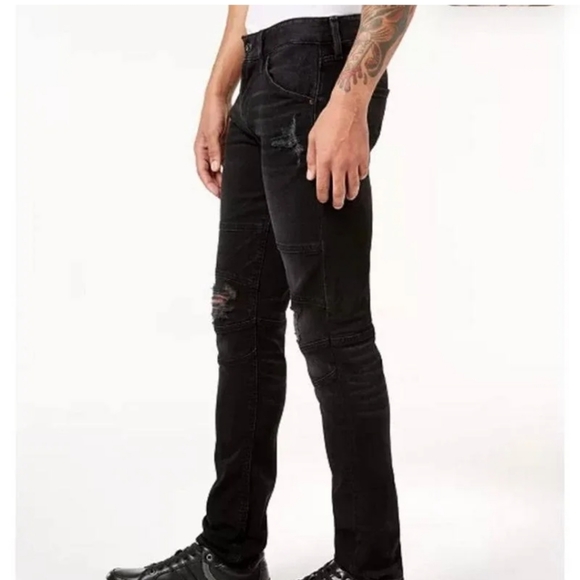 Guess heavy distressed moto jeans slim tapered - Picture 3 of 9